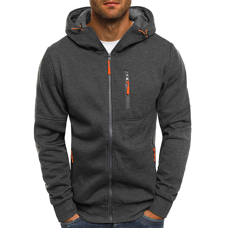 Olley™ - Herrhoodie | Huvtröja med dragkedja och fleece